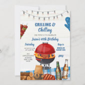 Invitation Jardin Bleu En vichy Barbecue Anniversaire (Devant)