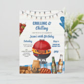 Invitation Jardin Bleu En vichy Barbecue Anniversaire (Debout devant)