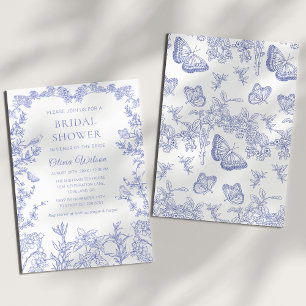 Invitation Jardin bleu fantaisiste Chinoiserie Baby Shower de