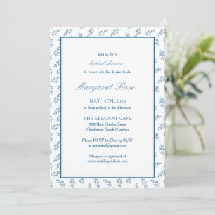 Invitation Jardin bleu intemporel Elegant Fête des mariées cl