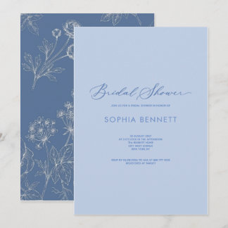 Invitation jardin bleu poussiéreux chinoiserie douche de mar