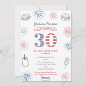 Invitation Jardin Bleu Rouge Famille 30e anniversaire (Devant)
