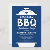 Invitation Jardin bleu rustique BBQ Graduation Party (Devant)