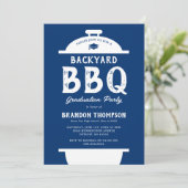 Invitation Jardin bleu rustique BBQ Graduation Party (Debout devant)