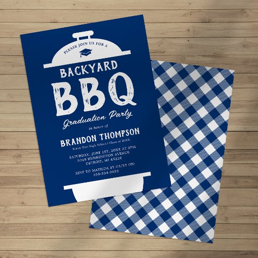 Invitation Jardin bleu rustique BBQ Graduation Party