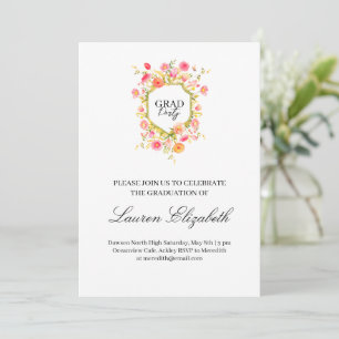 Invitation Jardin bohème fleurs aquarelle remise de diplômes