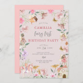 Invitation Jardin Boho Enchanted Fée Premier anniversaire (Devant / Derrière)