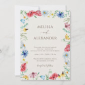 Invitation Jardin boho fleur sauvage fleuri beige Mariage (Devant)
