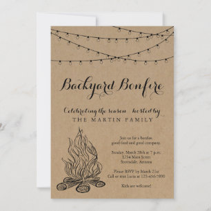 Invitation Jardin Bonfire Automne   Papier Rustique Kraft