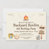 Invitation Jardin Bonfire Camping Anniversaire Fête Invitatio (Devant)