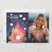 Invitation Jardin Bonfire Camping Glamping Extérieur Annivers (Devant)