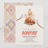 Invitation Jardin Bonfire Camping S'mores BBQ Anniversaire (Devant / Derrière)