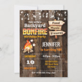 Invitation Jardin Bonfire fête d'anniversaire (Devant)