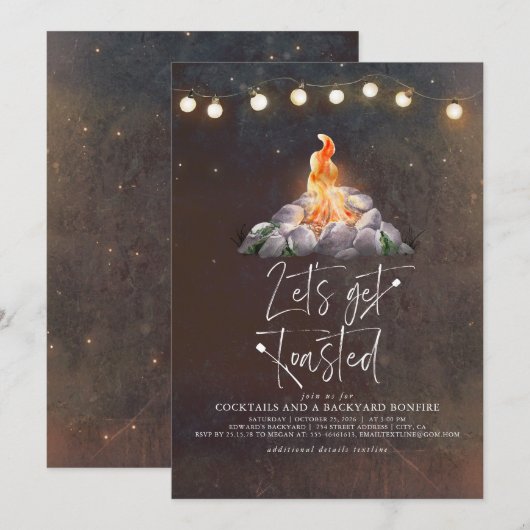 Invitation Jardin Bonfire On se fait griller la fête moderne  (Devant / Derrière)