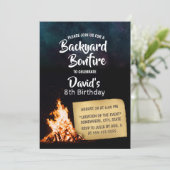 Invitation Jardin Bonfire Under Stars Camping Anniversaire (Debout devant)
