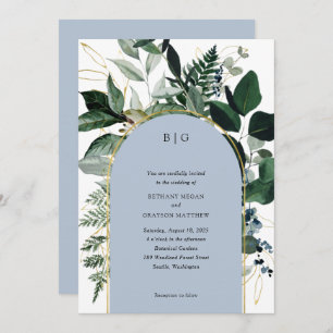 Invitation Jardin botanique bleu Dusty moderne mariage tendan
