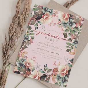 Invitation Jardin botanique Boho Floral Graduation Blush