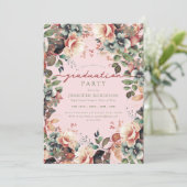 Invitation Jardin botanique Boho Floral Graduation Blush (Debout devant)