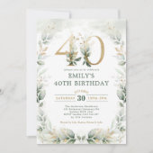 Invitation Jardin botanique chic Gold Jardin 40e anniversaire (Devant)