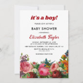 Invitation Jardin botanique de Blush Boho Baby shower boy flo (Devant)