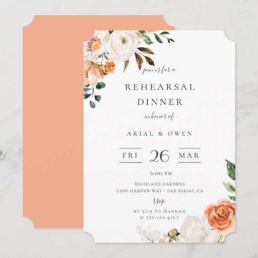 Invitation Jardin botanique Dîner de répétition florale (Devant / Derrière)