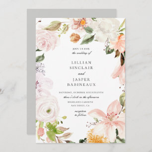 Invitation Jardin Botanique Floral Oval Frame Mariage