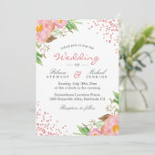Invitation Jardin Botanique Floral Pois Chic Mariage (Debout devant)