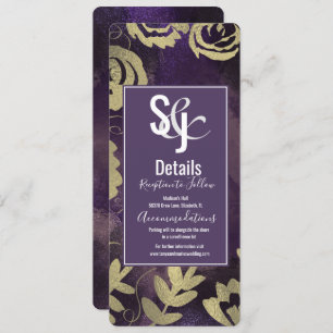 Invitation Jardin botanique Floral Rose or violet Mariage 