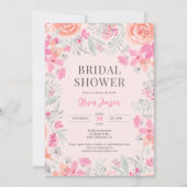 Invitation Jardin botanique floral rose pêche nuptiale (Devant)