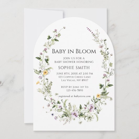 Invitation Jardin Botanique Petit Un Dans Le Baby shower Fleu (Devant)