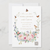 Invitation Jardin Botanique QR Code Photo Mariage Date de sau (Devant)