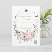 Invitation Jardin Botanique QR Code Photo Mariage Date de sau (Debout devant)