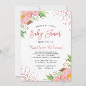 Invitation Jardin Botanique rose Baby shower à points floraux (Devant)