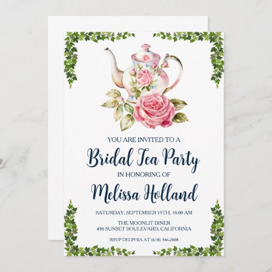 Invitation jardin botanique thé fête nuptiale douche (Devant / Derrière)