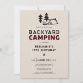 Invitation Jardin Camping extérieur Red Plaid Boys Anniversai (Devant)