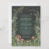 Invitation Jardin Champignon Élégant Mariage Moderne Code QR (Devant)