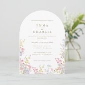 Invitation Jardin Chic Boho Fleurs Sauvages Mariage Printemps (Debout devant)