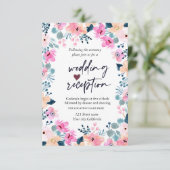 Invitation Jardin Chic Fleurs Roses Réception (Debout devant)