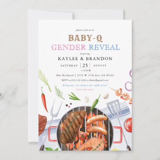 Invitation Jardin Coed BBQ Bender Reveal (Devant)