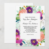 Invitation Jardin coloré Aquarelle Mariage floral (Devant / Derrière)