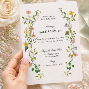 Invitation Jardin Coloré de Fleurs Sauvages pour Baby Shower