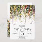 Invitation Jardin coloré Fleurs sauvages 40e anniversaire (Devant / Derrière)