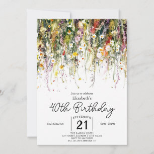 Invitation Jardin coloré Fleurs sauvages 40e anniversaire