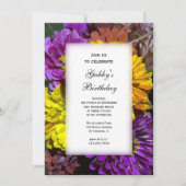Invitation Jardin coloré Zinnia Fleurs Anniversaire Fête (Devant)