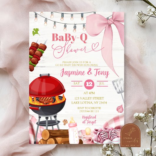 Invitation Jardin Coquette rose Baby shower bébé