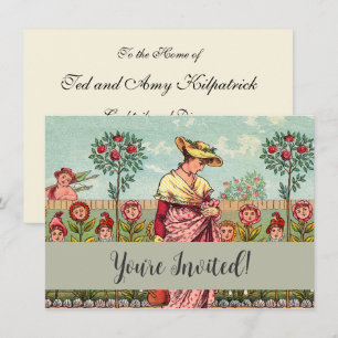 Invitation Jardin Croître Fleur Femme Art Antique