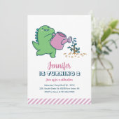 Invitation Jardin Cute Dino Enfants Dinosaur Anniversaire (Debout devant)