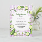 Invitation Jardin Cute Fraîche Thème Concombre Baby shower (Debout devant)