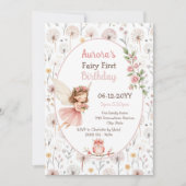 Invitation Jardin Dandelion aquarelle Fée Premier anniversair (Devant)