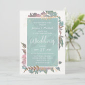 Invitation Jardin d'aquarelle Mariage floral Mauve & Mint Chi (Debout devant)